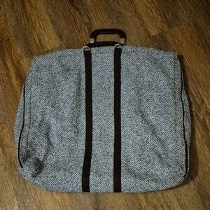 Mary Poppins Vintage Blue Upolstery Carpet Bag with Black Accents And Handles